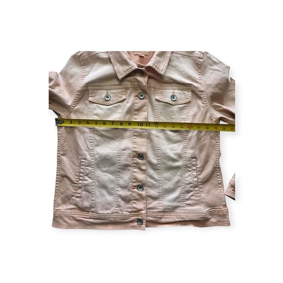 Merona Women's Pink Denim Jacket Button Up Front Two Side Pockets size Large - Picture 3 of 6